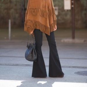 Grey Suede Flare Pants